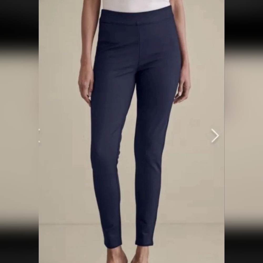 Soft Surroundings Essential Ponte Knit Pants Navy Pull On Preppy Size Small